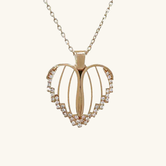 Rose Plated Heart Name Women's Silver Necklace