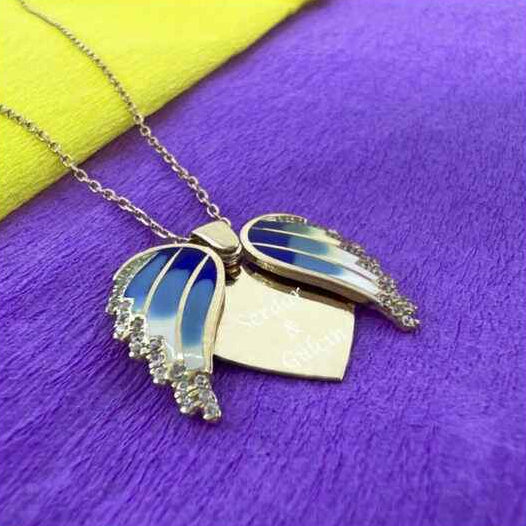 Rose Plated Heart Name Women's Silver Necklace