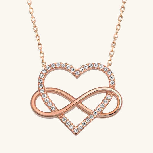 Rose Heart Infinity Women's Silver Necklace