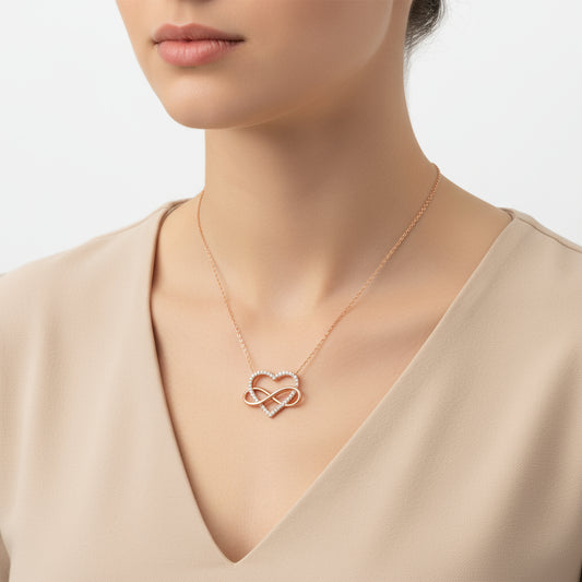 Rose Herz Infinity Damen Silber Halskette