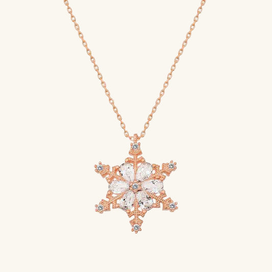 Rose Plated Snow Flower Women's Silver Necklace