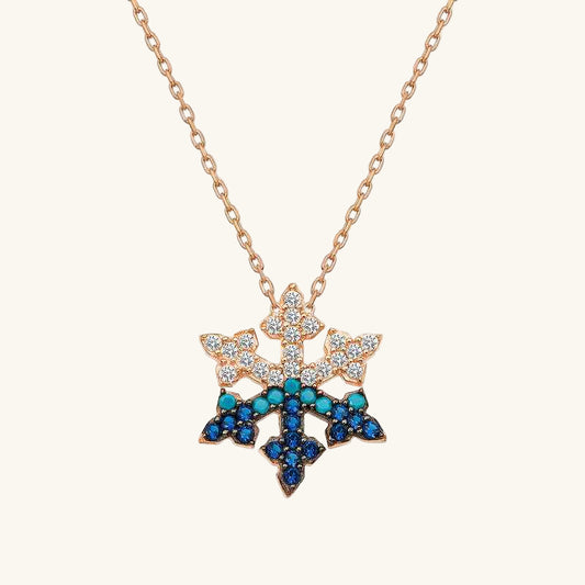 Rose Gold Plated Snowflake Women's Silver Necklace