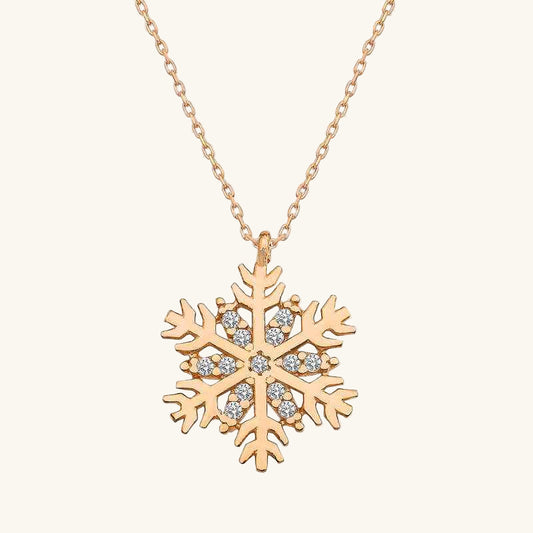 Rose Gold Plated Snowflake Women's Silver Necklace