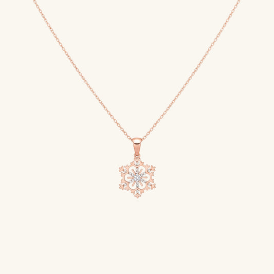 Rose Gold Plated Snowflake Women's Silver Necklace