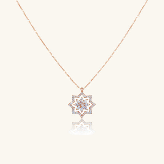 Rose Plated Snowflake Women's Silver Pendant