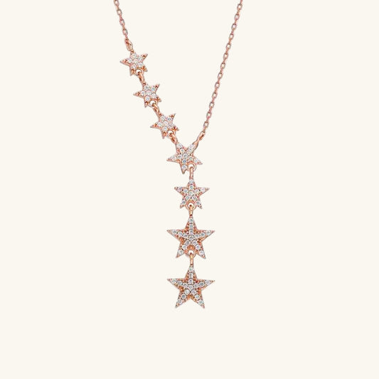 Rose Plated Floating Stars Women's Silver Necklace