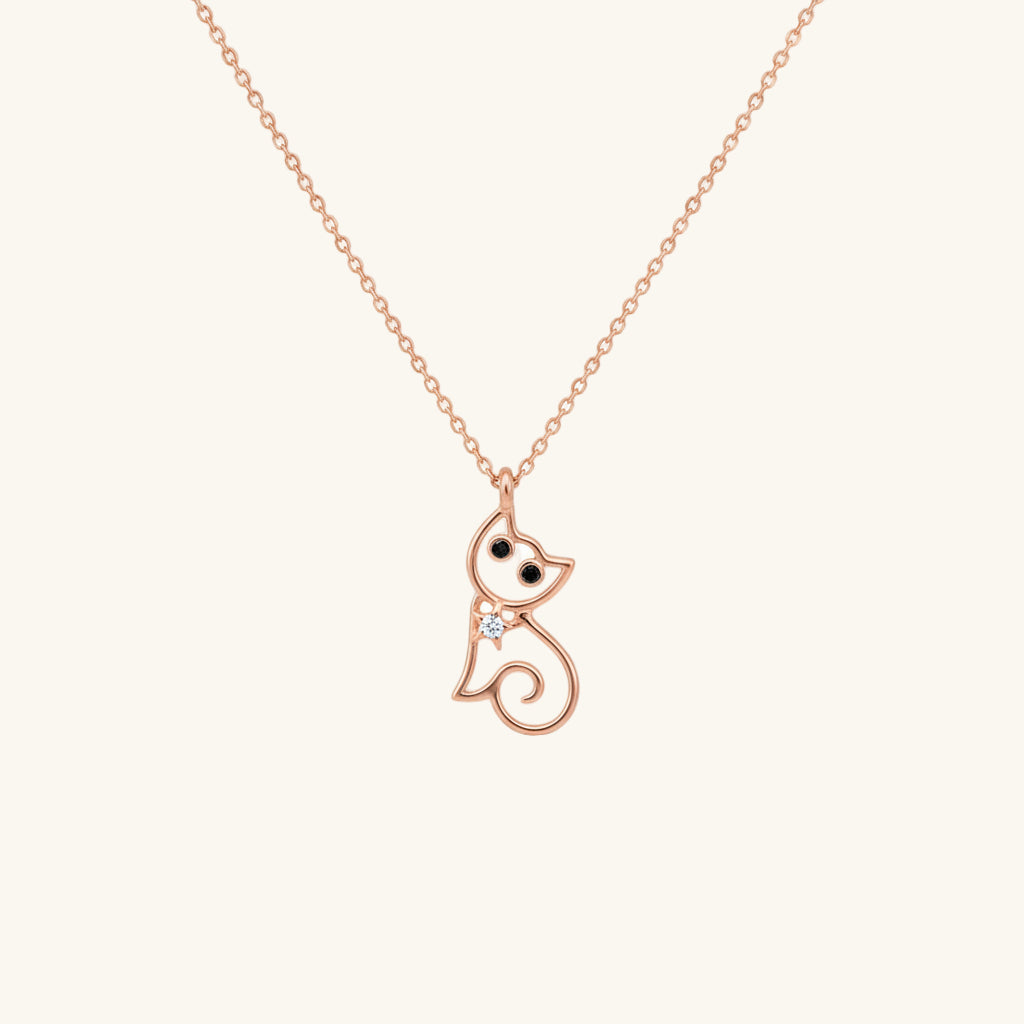 Rose Plated Cat Women's Silver Necklace