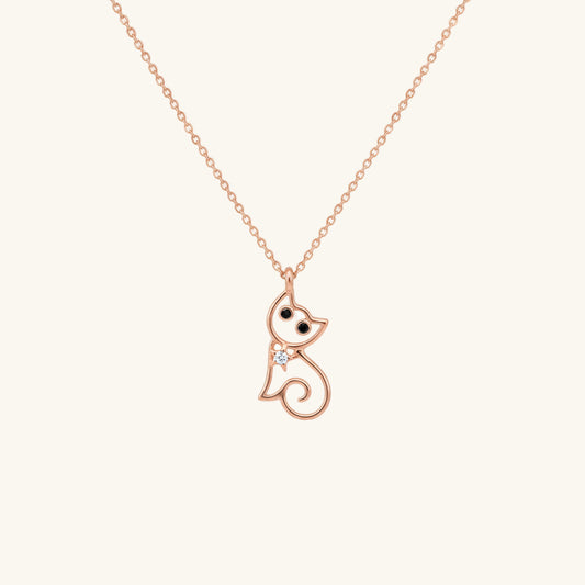 Rose Plated Cat Women's Silver Necklace