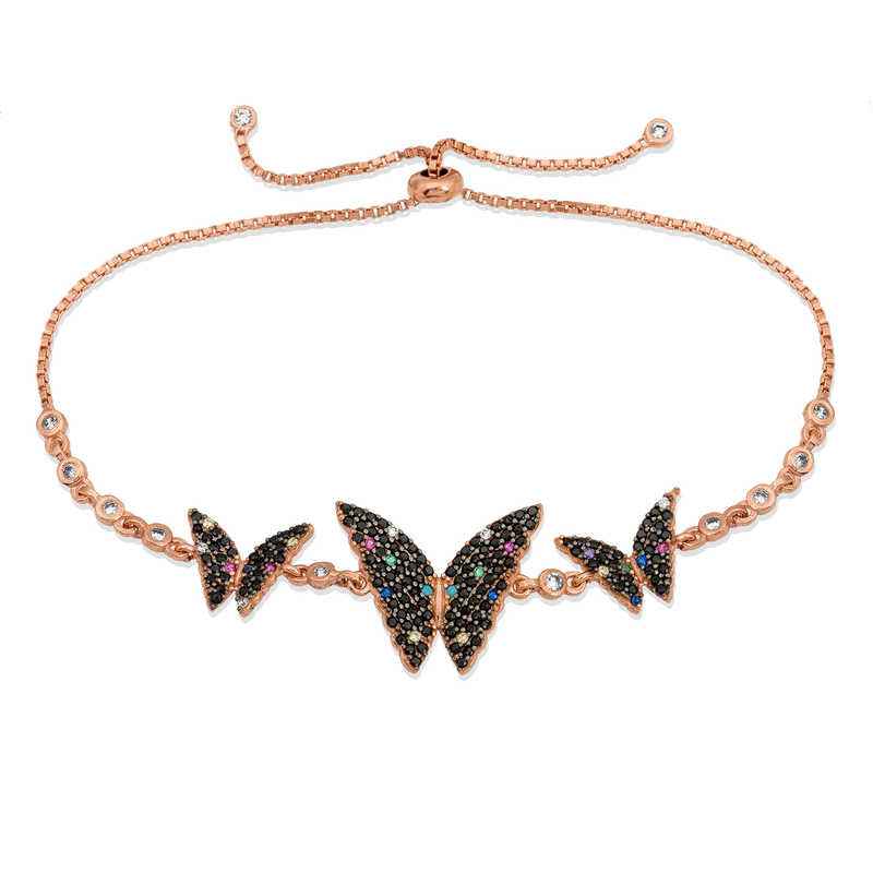 Rose Plated Butterfly Elevator Silver Bracelet