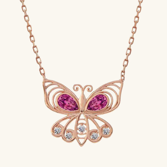 Rose Plated Butterfly Women's Silver Pendant