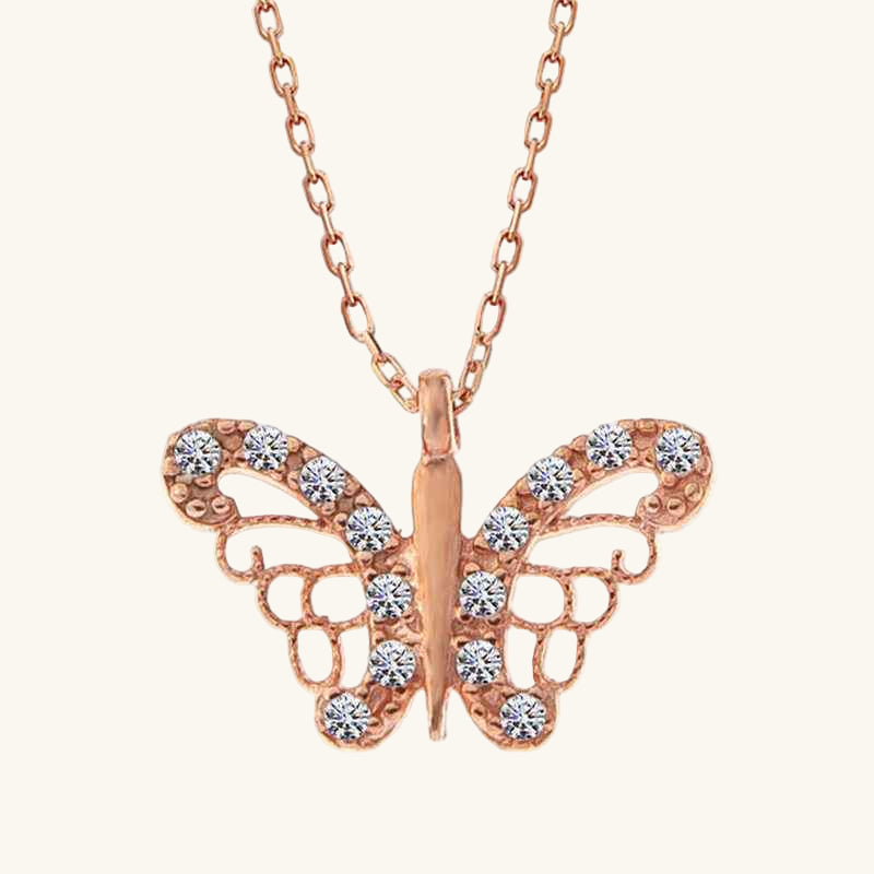 Rose Plated Butterfly Women's Silver Pendant