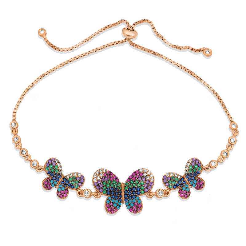Rose Plated Butterfly Elevator Silver Bracelet