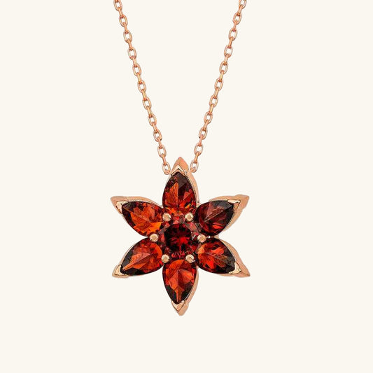 Red Flower Rose Plated Silver Pendant