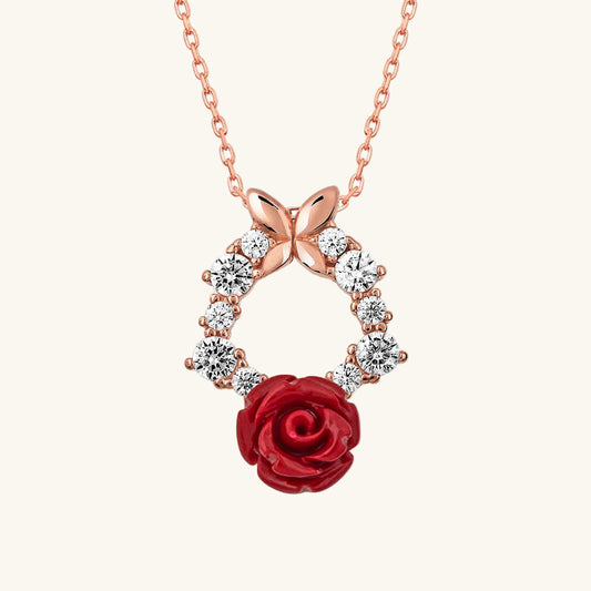 Red Rose Damen-Halskette aus rosévergoldetem Silber