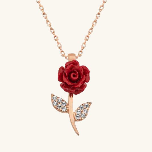 Red Rose Plated Silver Pendant