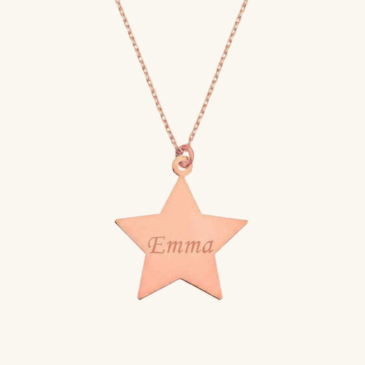 Personalized Star Name Rose Plated Silver Necklace