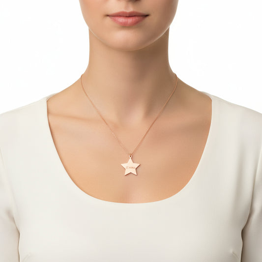 Personalized Star Name Rose Plated Silver Necklace