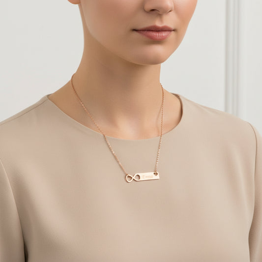 Rosévergoldete personalisierte Infinity-Namens-Silberkette