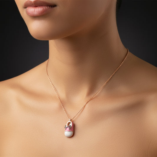 Rose Plated Girls' Shoe Women's Silver Necklace