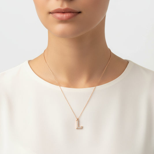 Rosévergoldete Damen-Silberkette mit Buchstaben L