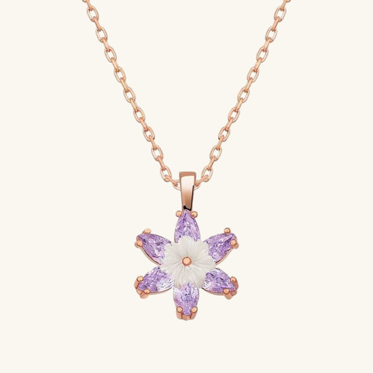 Rosévergoldete Lila Lotusblüten-Silberkette