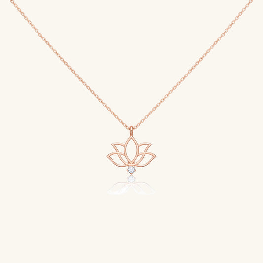 Rosévergoldete Lotusblüten-Damen-Silberkette