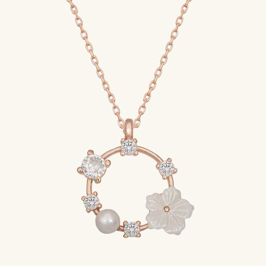 Rose Plated Magnolia Flower Women's Silver Necklace