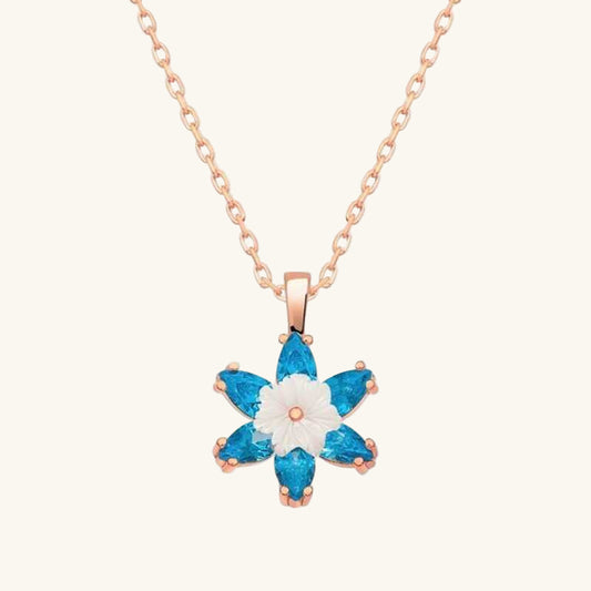 Blaue Lotusblüte, rosévergoldete Silberkette