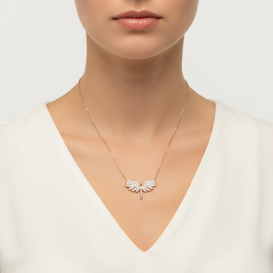 Rose Plated Archangel Michael Women's Silver Necklace