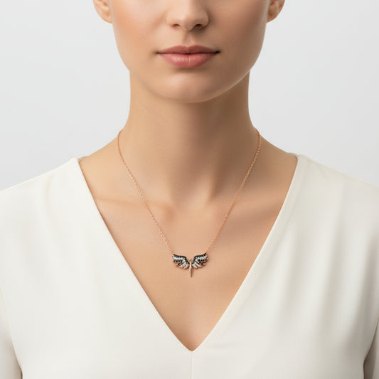 Collier en argent plaqué or rose pour femme avec l'archange Michel
