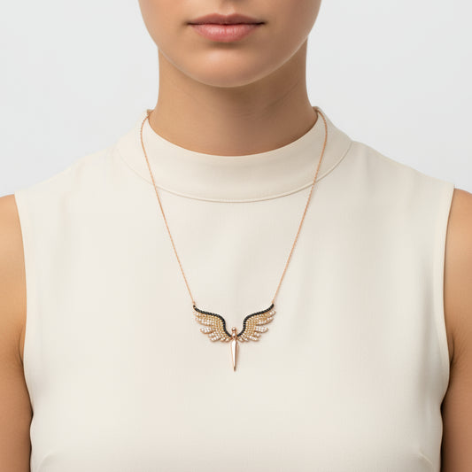 Collier en argent plaqué or rose pour femme avec l'archange Michel