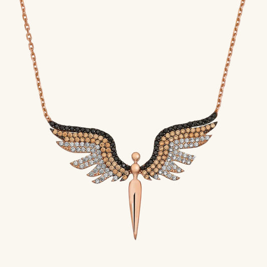 Collier en argent plaqué or rose pour femme avec l'archange Michel