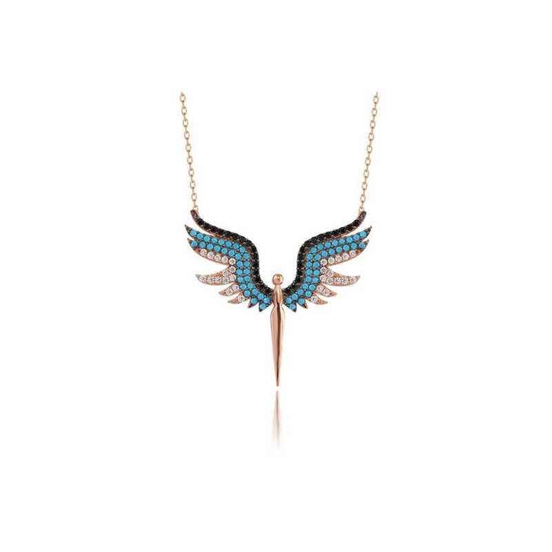 Rose Gold Plated Archangel Michael Women's Silver Necklace