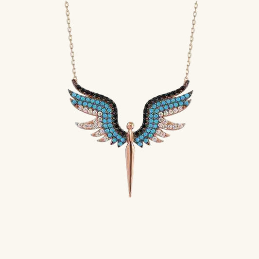 Rose Gold Plated Archangel Michael Women's Silver Necklace