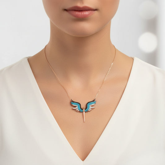 Collier en argent plaqué or rose pour femme avec l'archange Michel