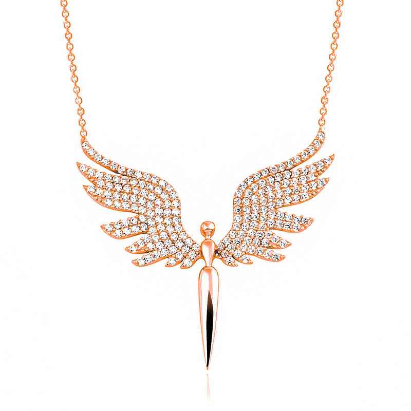 Rose Plated Archangel Michael Women's Silver Pendant