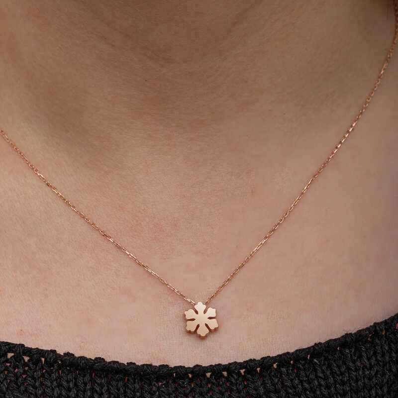 Minimal Snowflake Rose Plated Women's Silver Necklace