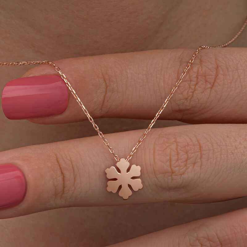 Minimal Snowflake Rose Plated Women's Silver Necklace