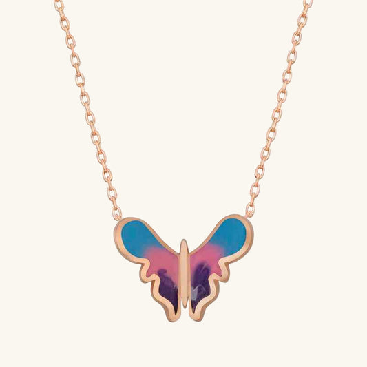 Minimal Butterfly Women's Rose Plated Silver Necklace