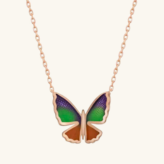 Minimal Butterfly Women's Rose Plated Silver Necklace