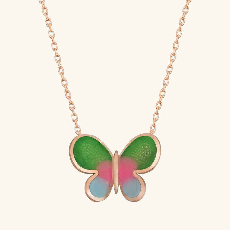 Minimal Butterfly Women's Rose Plated Silver Necklace