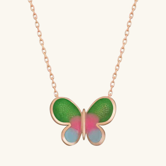 Minimal Butterfly Women's Rose Plated Silver Necklace