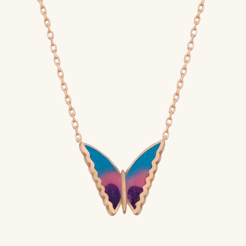 Minimal Butterfly Women's Rose Plated Silver Necklace