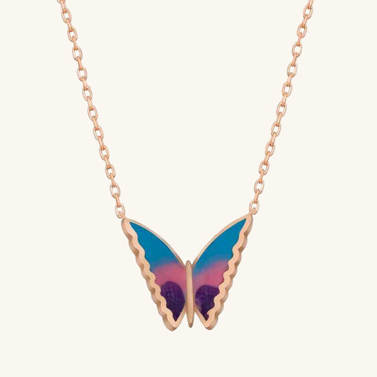 Minimal Butterfly Women's Rose Plated Silver Necklace