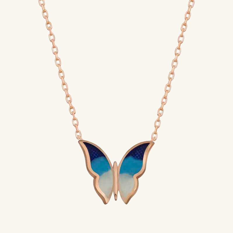 Minimal Butterfly Women's Rose Plated Silver Necklace