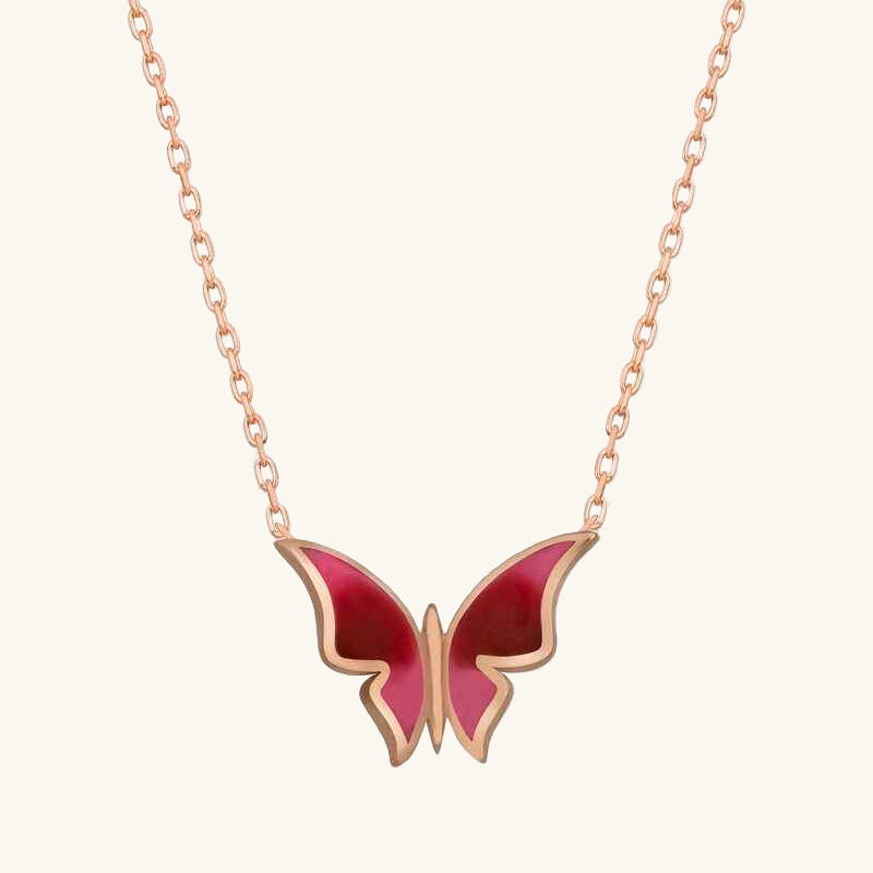 Minimal Butterfly Women's Rose Plated Silver Necklace