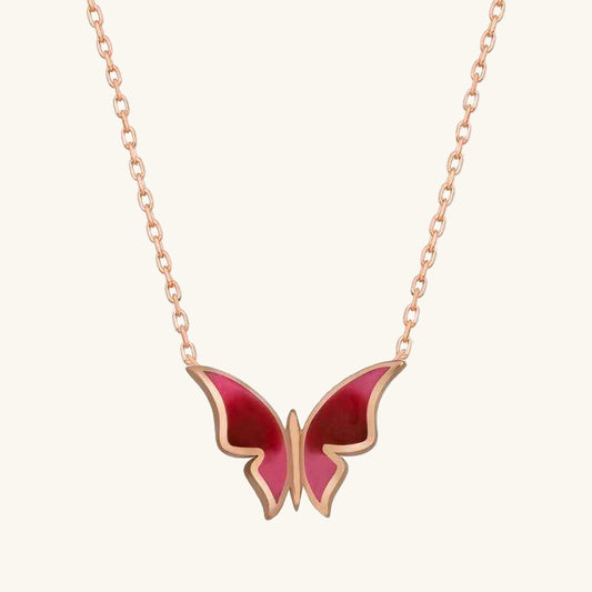 Minimal Butterfly Women's Rose Plated Silver Necklace