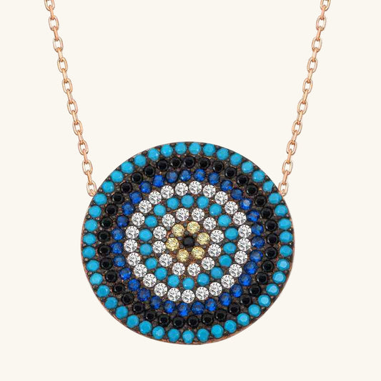 Rose Plated Evil Eye Women's Silver Necklace