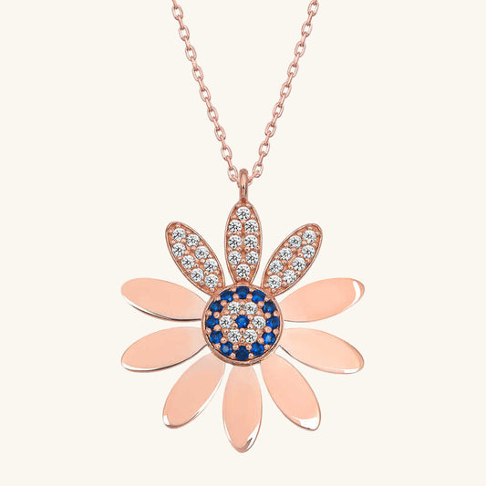 Rose vergoldet Evil Eye Daisy Damen Silber Halskette