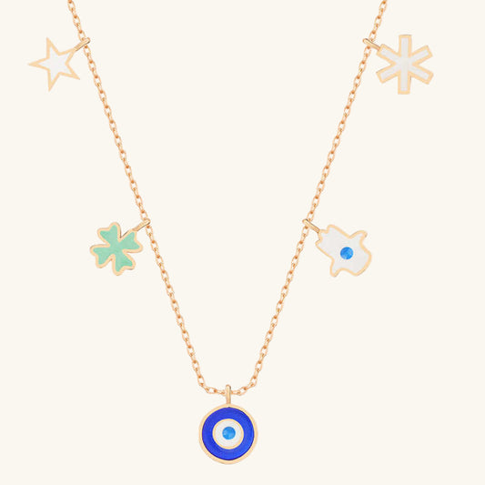 Rose Plated Evil Eye Luck Women's Silver Necklace